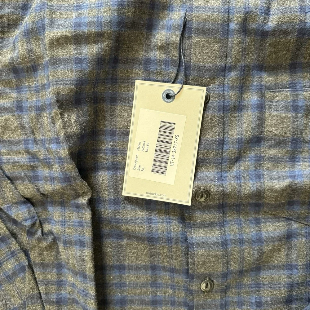 NWT UNTUCKit Macari Flannel Style Mens Long Sleeve Button Up Shirt Size XS Slim - Picture 6 of 11